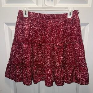Women’s Mini short skirt - red- floral - Large